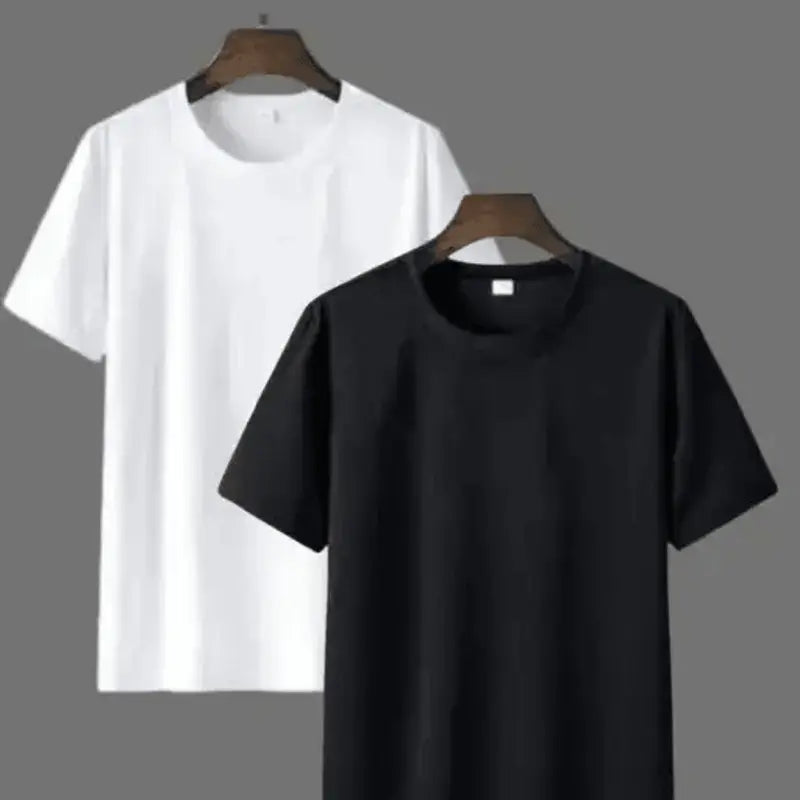 Round Neck White & Black T Shirt