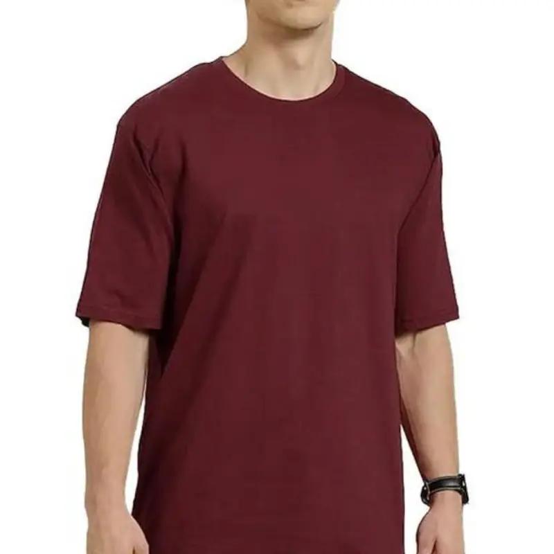 Oversized Baggy Shoulder Half Sleeves Round Neck Solid T Shirt