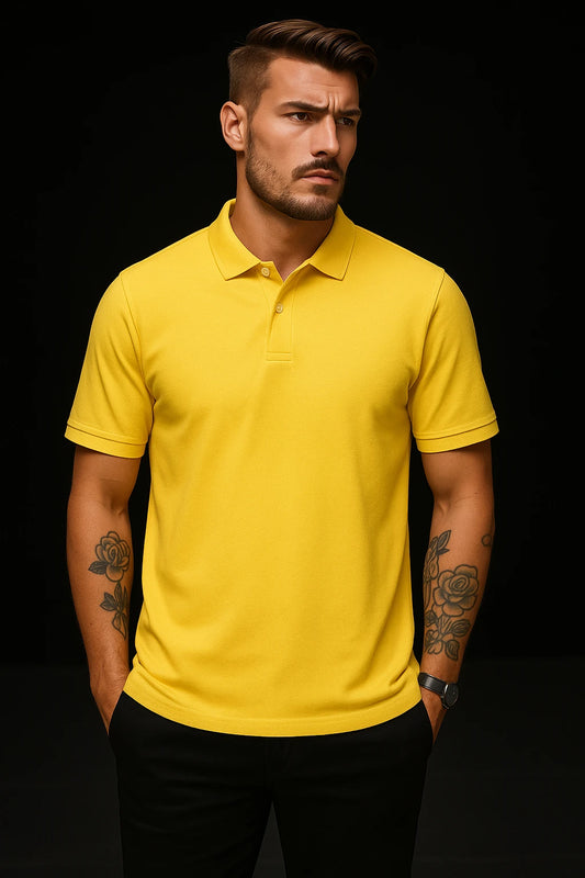 Cotton Blend Polo T shirt - Semi Formal Yellow