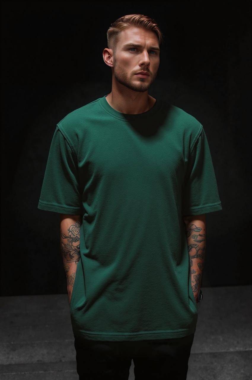 Solid Classic T-Shirt R Neck - Bottle Green