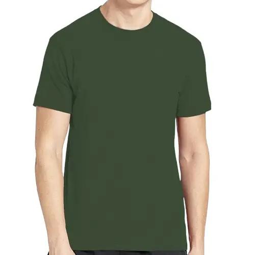 Olive Green Plain Round Neck T-Shirt