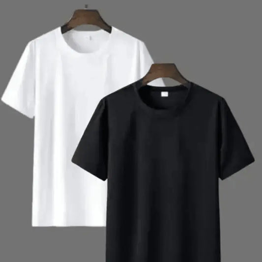 Round Neck White & Black T Shirt